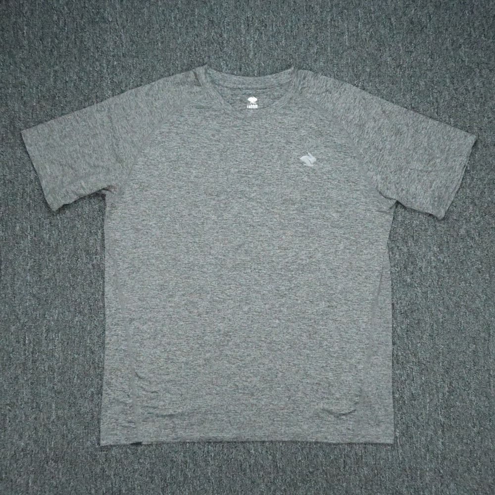Rabbit Shirt Mens XL Gray EZ Tee Short Sleeve Crew Neck Athletic Running